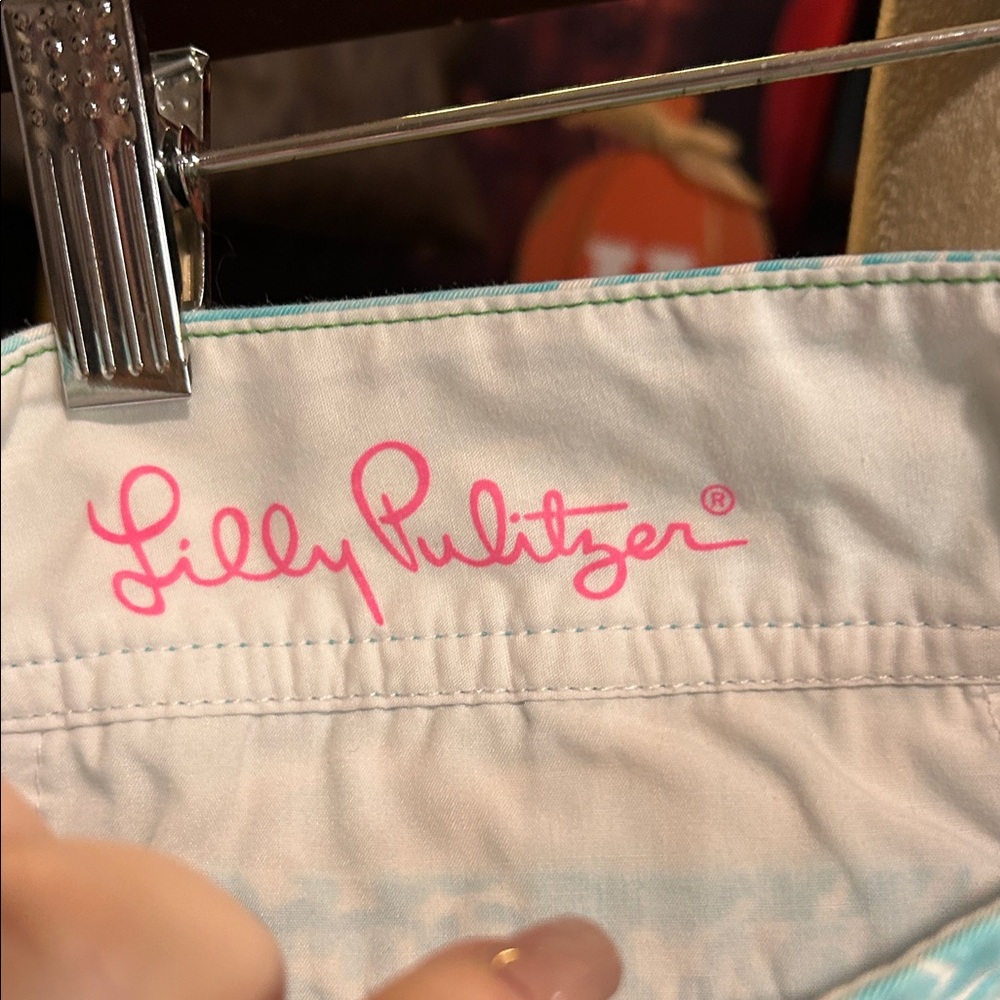 Lilly Pulitzer Aqua and White Patterned Shorts - Picture 9 of 10